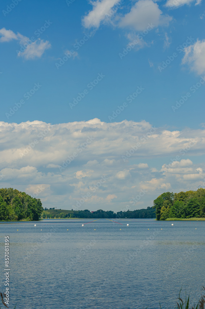 Lake with rowing track for kayaking, canoeing . High quality photo Lake with rowing track for kayaking, canoeing . High quality photo