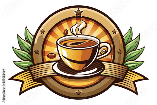 a glass of coffee mascot logo with cartoon style