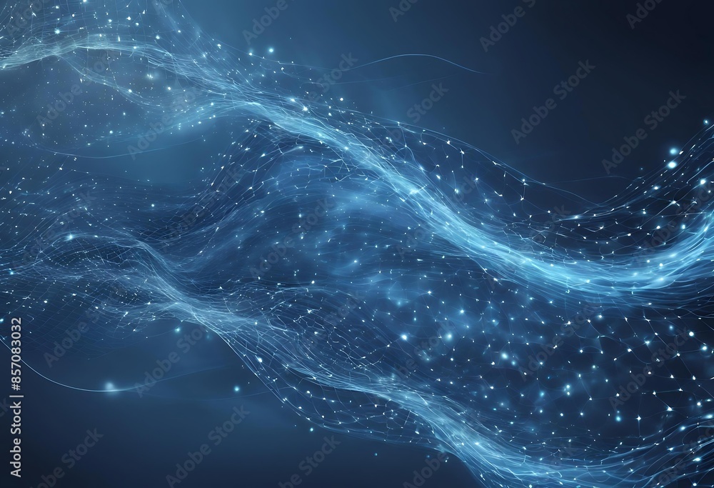 Digital blue particles wave and light abstract background with shining dots stars. Digital blue particles wave and light abstract background with shining dots stars.