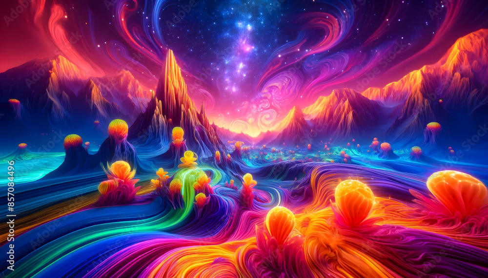 Fototapeta premium Colorful, psychodelic, beautiful landscape