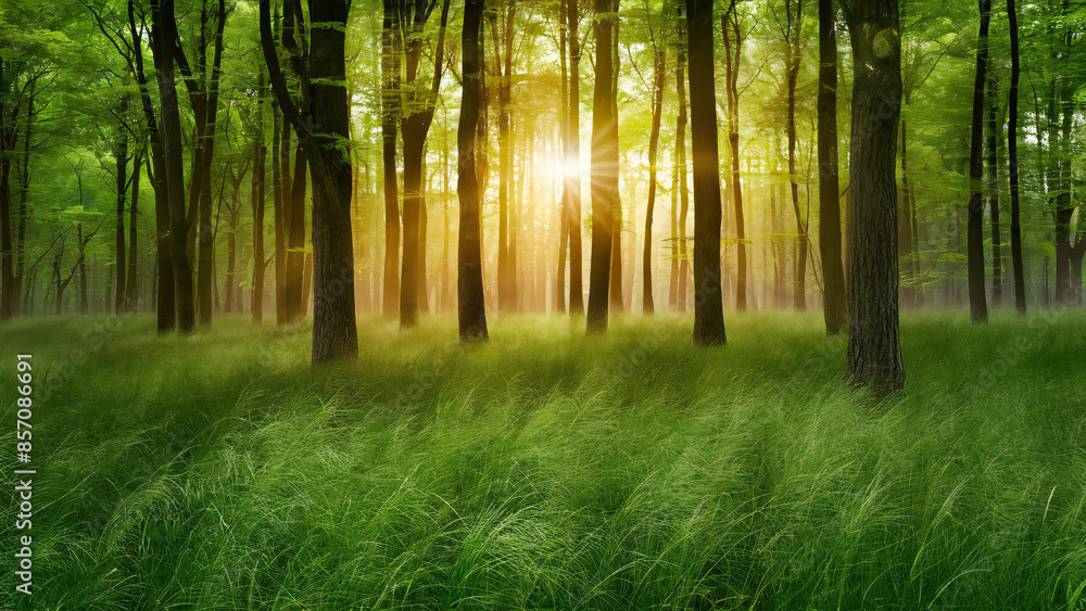 Obraz premium A serene yoga practitioner finds inner peace amidst tranquil nature, in the morning