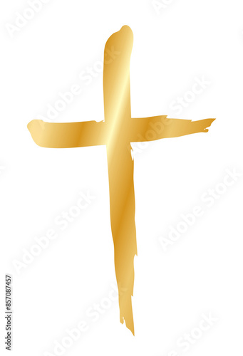 Handdrawn christian cross symbol, hand painted with ink brush. Png clipart isolated on transparent background