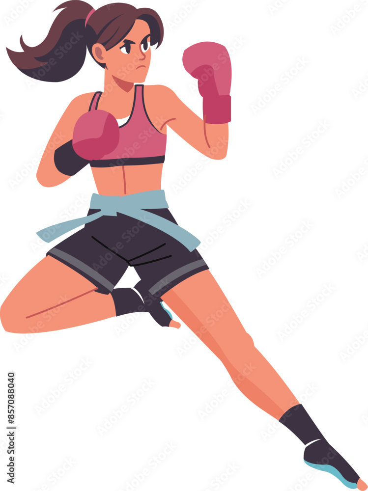 Young Female Muay Thai Kick Boxer Girl Young Female Muay Thai Kick Boxer Girl