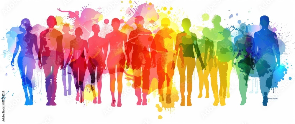 Abstract human silhouettes in rainbow colors. Abstract human silhouettes in rainbow colors.