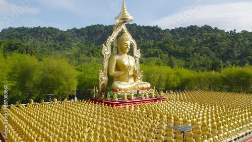 Phuttha Utthayan Makha Bucha Anusorn, Buddhism Memorial Park, Nakhon Nayok, Thailand pagoda is a buddhist temple near Bangkok, an urban city town, Thailand. Tourist attraction landmark. photo