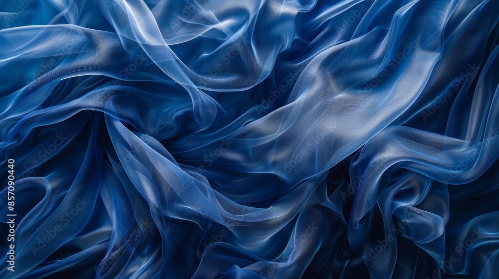Obraz premium Flowing layers of royal blue fabric swirling and overlapping creating a dreamy ethereal effect.