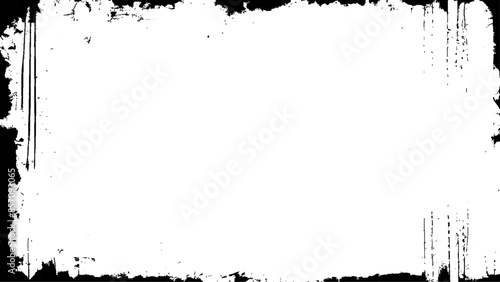 Abstract grunge texture background, distressed border, rough edge frame, black and white color, vector illustration template for web site, banner