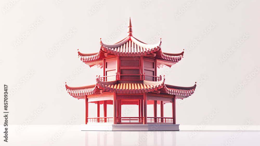 Obraz premium Traditional ancient Chinese architecture palace tower 3D illustration 