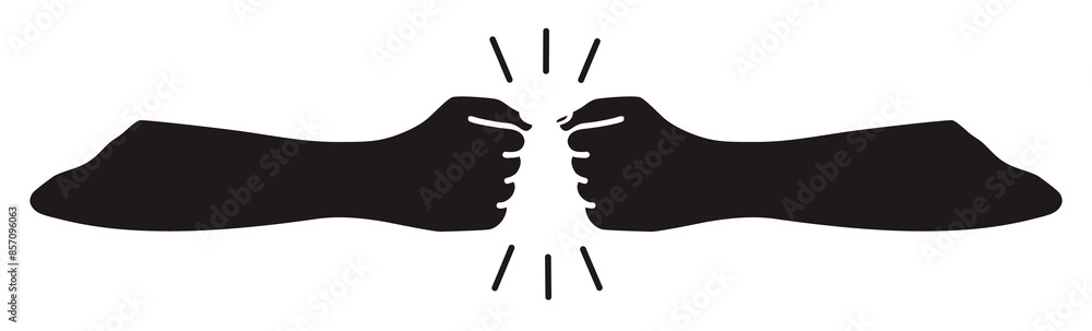 Fist bumping banner hand drawn with single line. Team work, cooperation, friends concept. Png illustration isolated on transparent background Fist bumping banner hand drawn with single line. Team work, cooperation, friends concept. Png illustration isolated on transparent background