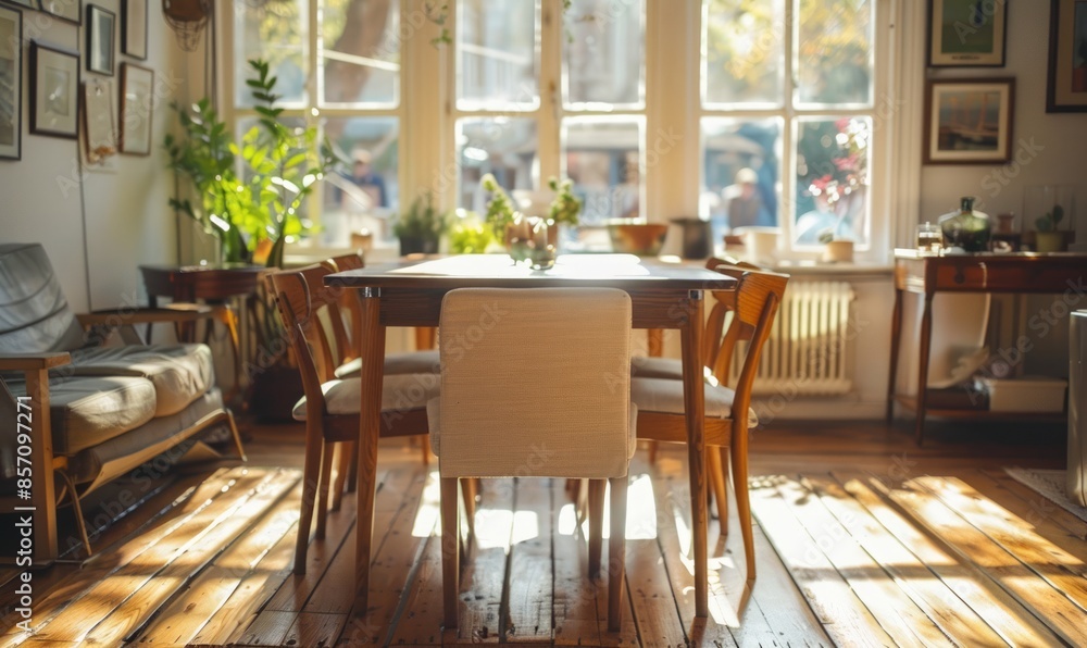 Obraz premium Serene dining room with a blank coaster set