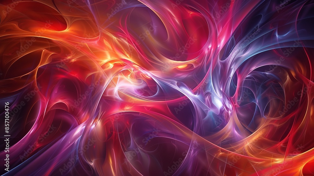 A colorful, abstract painting with red, blue, and purple swirls A colorful, abstract painting with red, blue, and purple swirls