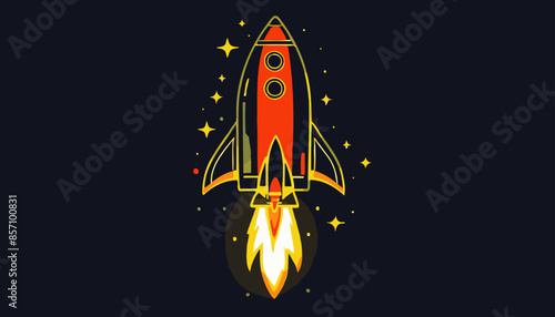 Neon Rocket Launch: A Journey to the Stars