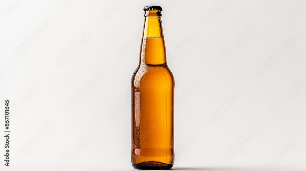 Single beer bottle isolated on a clean white background for commercial presentations Single beer bottle isolated on a clean white background for commercial presentations