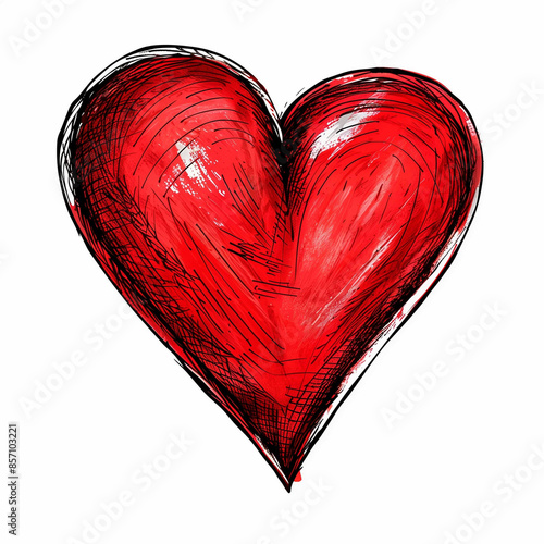 Drawing of a heart on a white background photo