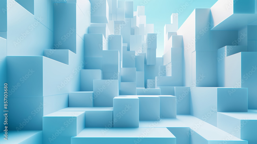 White background with a little sky blue pixel blocks on the right side, a 3D realism style and simple lines and shapes, business and technology background White background with a little sky blue pixel blocks on the right side, a 3D realism style and simple lines and shapes, business and technology background