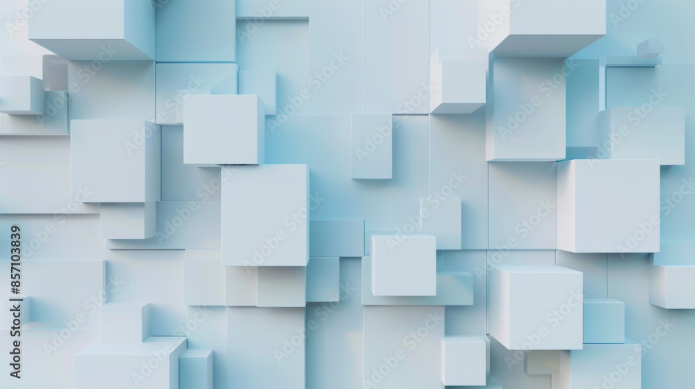 White background with a little sky blue pixel blocks on the right side, a 3D realism style and simple lines and shapes, business and technology background White background with a little sky blue pixel blocks on the right side, a 3D realism style and simple lines and shapes, business and technology background