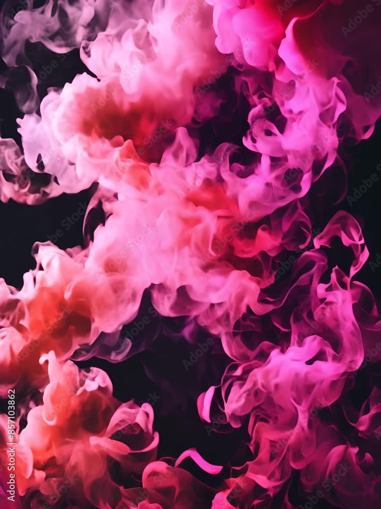 Beautiful pink smoke on a black background