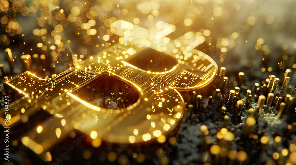 Bitcoin abstract golden symbol of internet money. Digital Crypto currency symbol. Bitcoin abstract golden symbol of internet money. Digital Crypto currency symbol.
