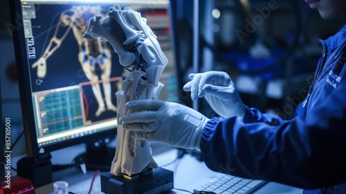 Obraz na płótnie Biomedical engineers use 3D printing and design software to enhance and customize advanced prosthetics. w salonie
