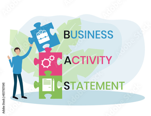 BAS - Business Activity Statement acronym. business concept background. vector illustration concept with keywords and icons. lettering illustration with icons for web banner, flyer