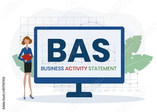 BAS - Business Activity Statement acronym. business concept background. vector illustration concept with keywords and icons. lettering illustration with icons for web banner, flyer
