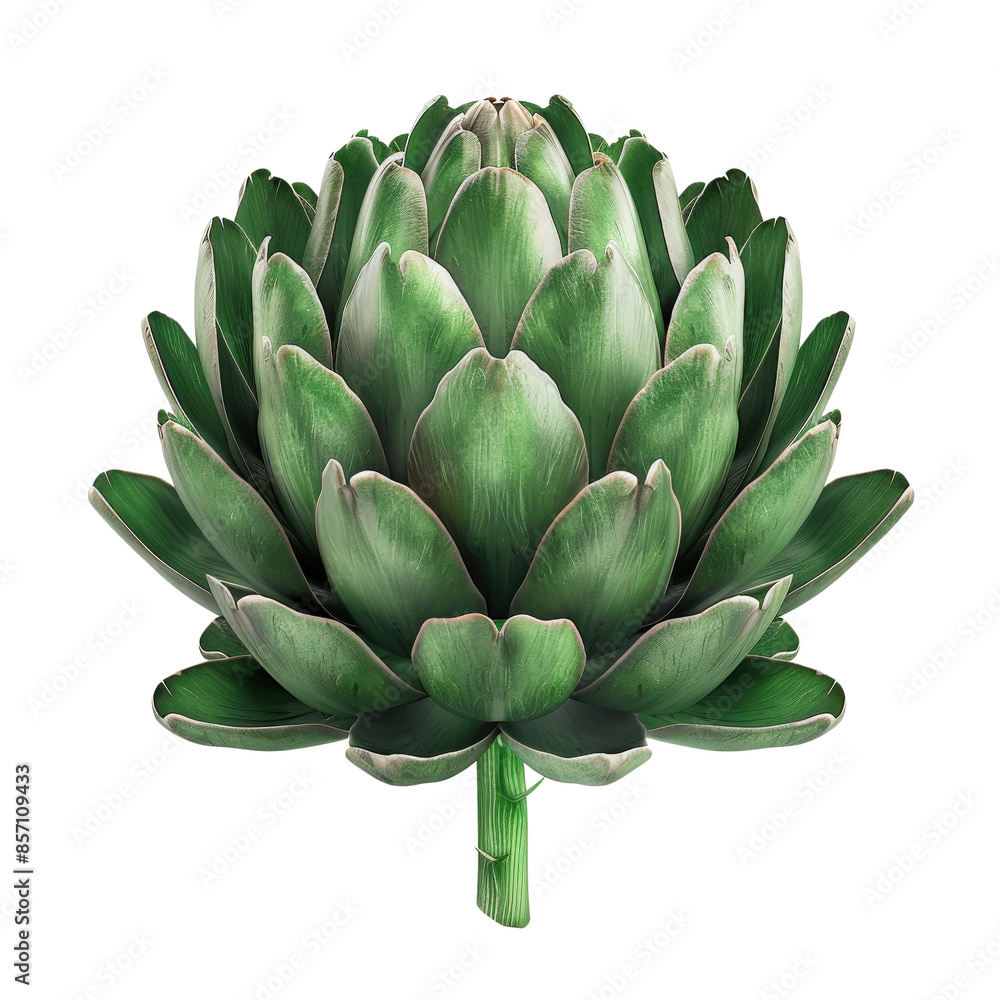 Fototapeta premium Close-up image of a fresh artichoke. Perfect for culinary blogs, health articles, and fresh produce illustrations.
