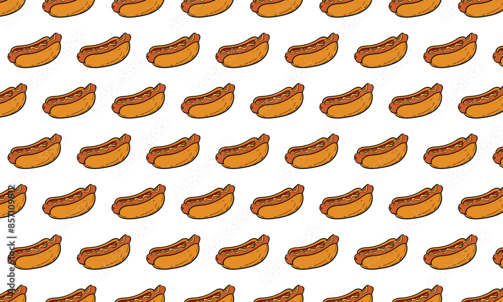hotdog cartoon seamless pattern, cute cartoon food seamless pattern design for wallpaper hotdog cartoon seamless pattern, cute cartoon food seamless pattern design for wallpaper