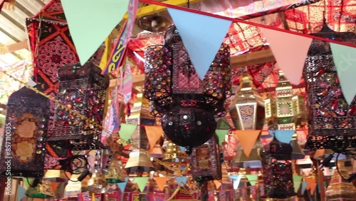 Traditional arabic lamp at souvenir shop in Cairo, Egypt 

