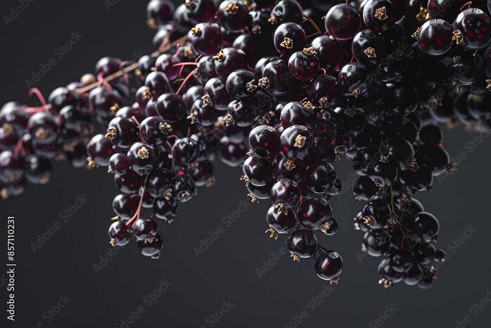 Close Up of Black Elderberries Cluster on Dark Background Fresh, Healthy, and Natural Berries Close Up of Black Elderberries Cluster on Dark Background Fresh, Healthy, and Natural Berries