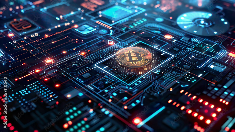Fototapeta premium Cryptocurrency wallet interface futuristic style high resolution 