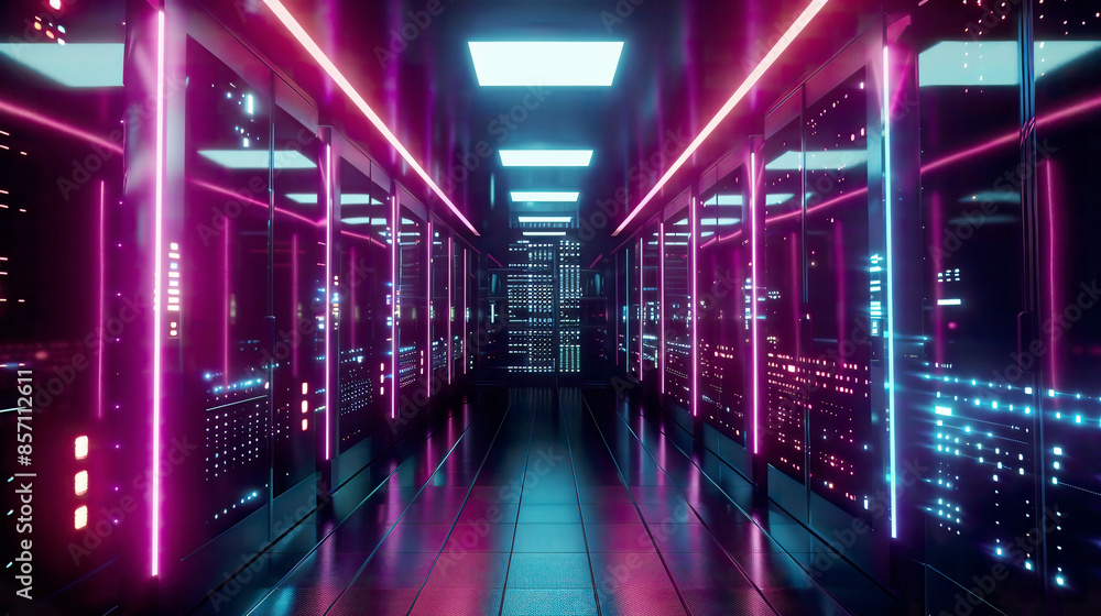 Futuristic blockchain data storage sleek servers modern lighting Futuristic blockchain data storage sleek servers modern lighting
