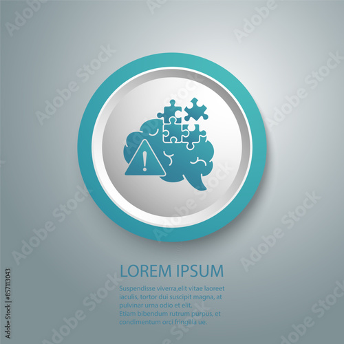 Memory loss or decline icon, brain with puzzle, damage mind, forget thought, sclerosis, editable stroke vector illustration