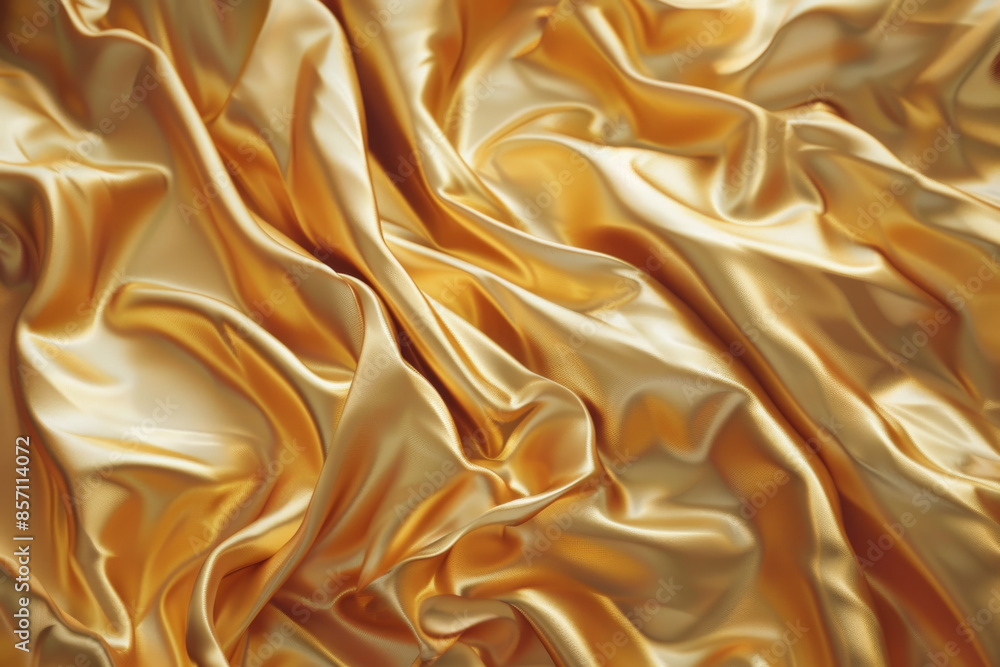 A close-up shot capturing the luxurious, flowing textures of gold satin fabric, shimmering with elegance. A close-up shot capturing the luxurious, flowing textures of gold satin fabric, shimmering with elegance.