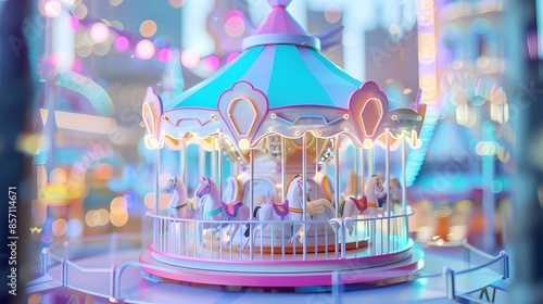 Candy colored glass carousel illustration poster background © jinzhen