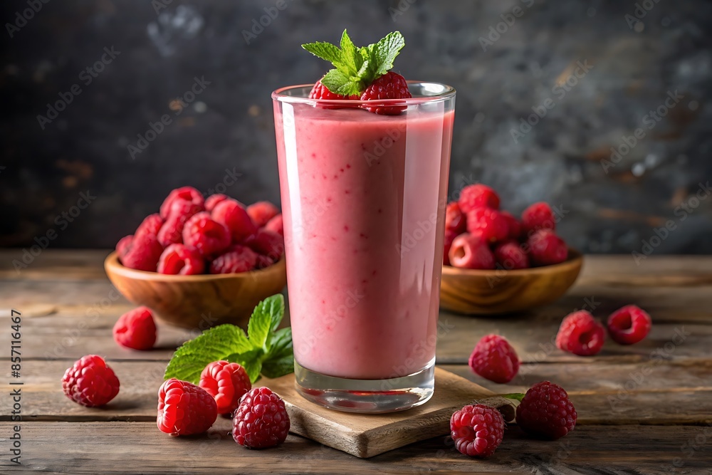 Raspberry Smoothie with Mint Garnish. Raspberry Smoothie with Mint Garnish.