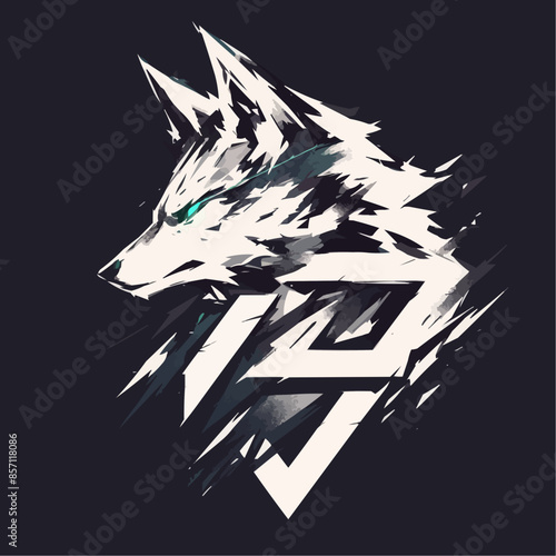 stylized 2D logo representing a wolf head 