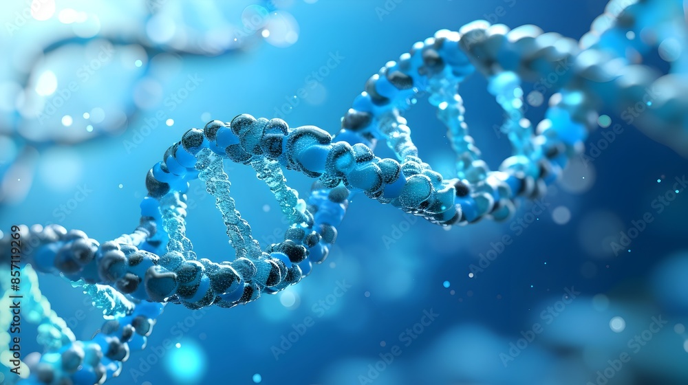 Vibrant DNA Molecule Structure in Blue Tones Representing Scientific Discovery and Innovation Vibrant DNA Molecule Structure in Blue Tones Representing Scientific Discovery and Innovation