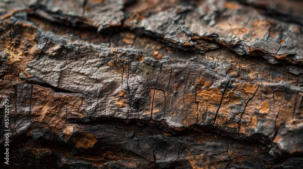 The image depicts a close-up view of a rough, textured tree bark with various shades of brown and rough patterns. The image depicts a close-up view of a rough, textured tree bark with various shades of brown and rough patterns.