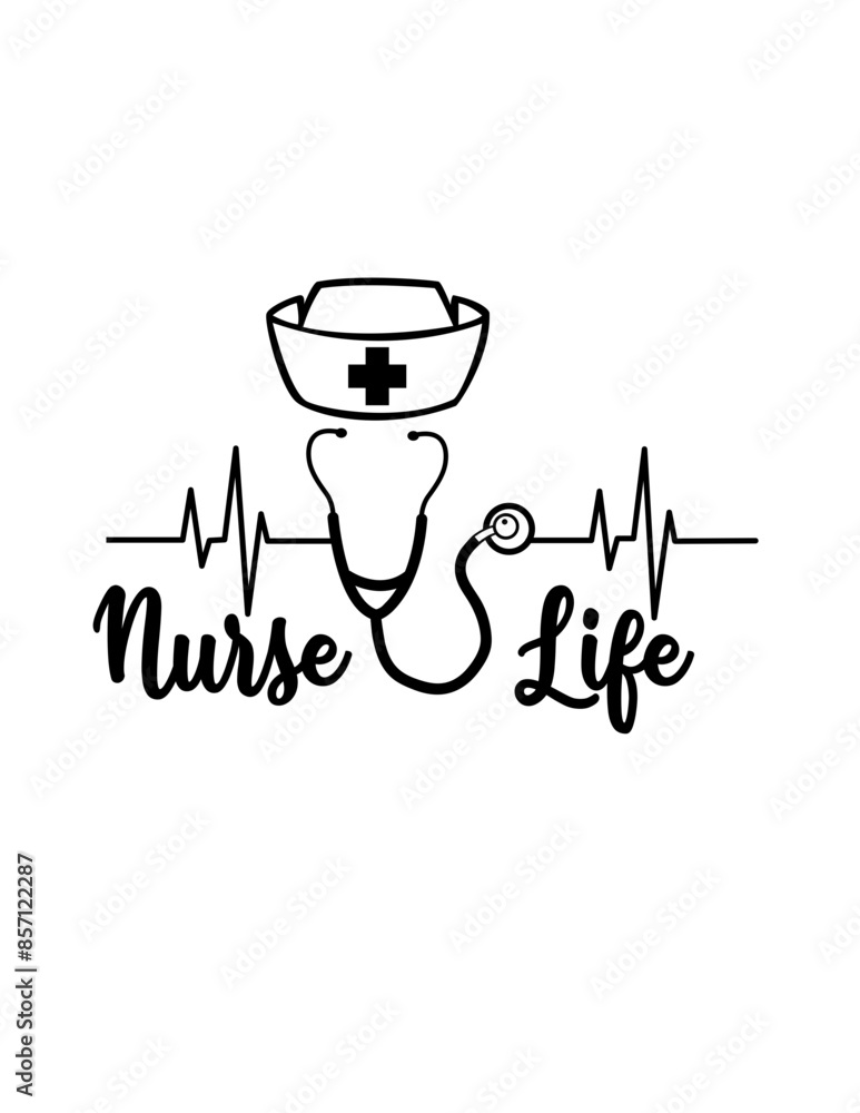 Nurse Life Illustration, Nursing T-shirt Design Gift Idea Stencil ...