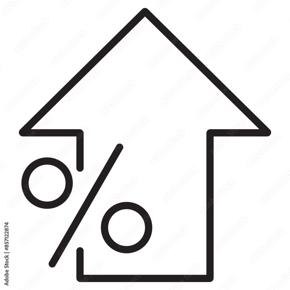Percent up arrow sign pictogram