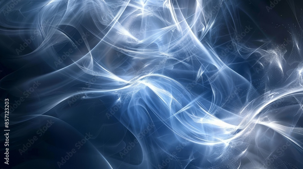 Swirling deep blue with silver highlights and light beams captivating visual background Swirling deep blue with silver highlights and light beams captivating visual background
