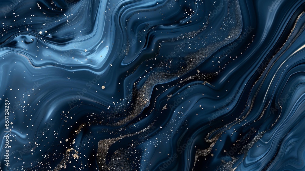 Gradient from dark navy to black with liquid textures and shimmering particles background Gradient from dark navy to black with liquid textures and shimmering particles background