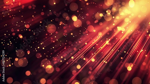 Abstract dark red and black with blurred light streaks and gold highlights background