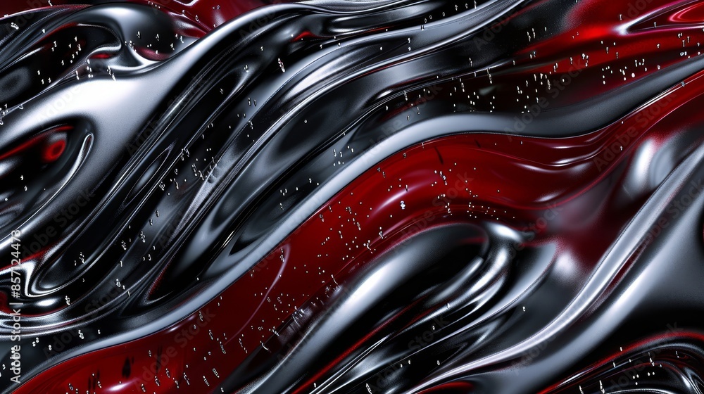Abstract black and crimson with fluid patterns silver accents and light effects background Abstract black and crimson with fluid patterns silver accents and light effects background