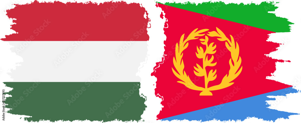 Fototapeta premium Eritrea and Hungary grunge flags connection vector