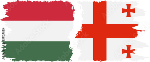 Georgia and Hungary grunge flags connection vector