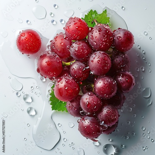 Red grape with water dropless on white background. photo