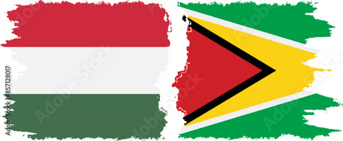 Free Download Guyana and Hungary grunge flags connection vector - GFXLoad