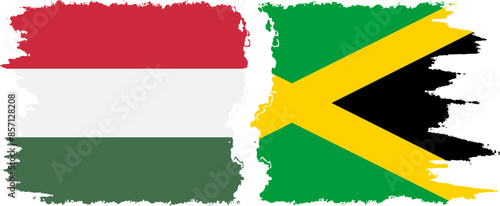 Jamaica and Hungary grunge flags connection vector