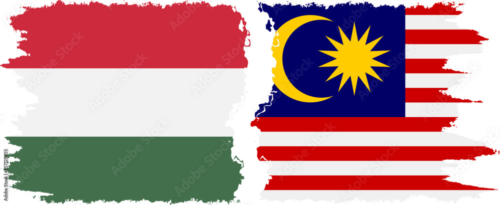 Fototapeta premium Malaysia and Hungary grunge flags connection vector